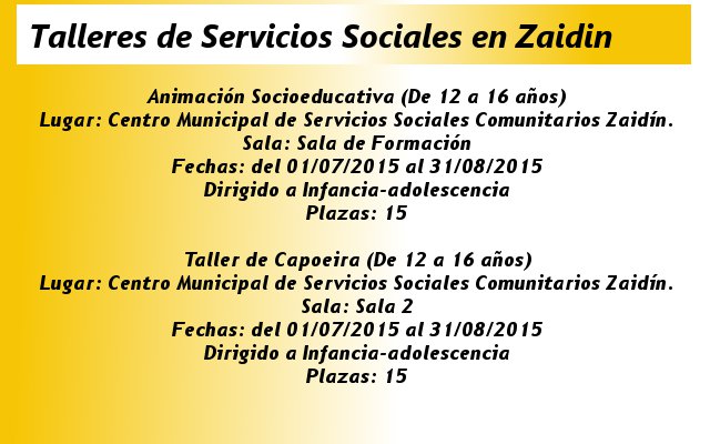 ©Ayto.Granada: Enredate: TALLERES DE SERVICIOS SOCIALES EN ZAIDIN