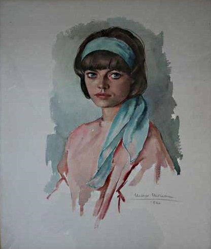 Retrato de joven con pauelo azul