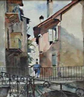 Paisaje urbano con puente